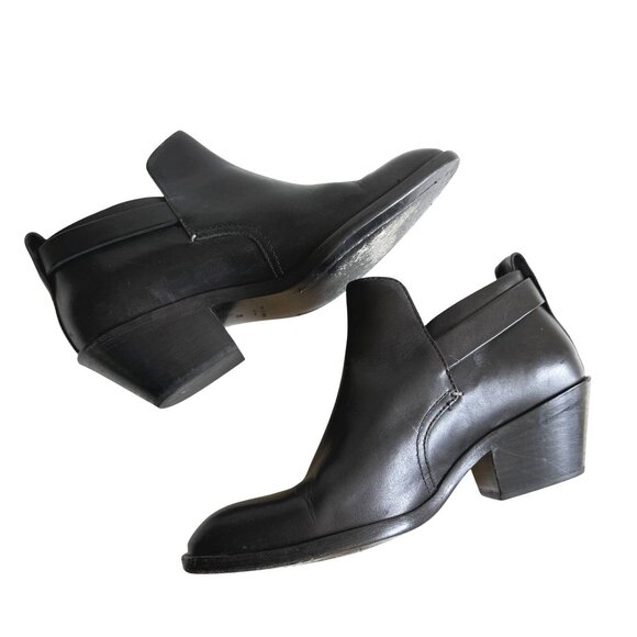 Rag & Bone Black Leather Western Booties Size 38 Classic Modern Urbancowgirl - Picture 5 of 11